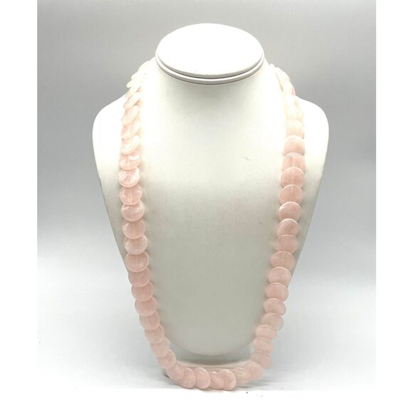 Rose Quartz Style Chunky Statment Necklace Acrylic 28in - Picture 1 of 3